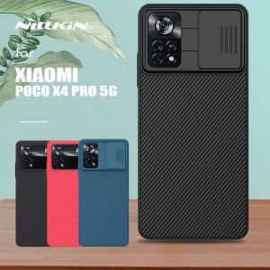 Täcker Nillkin för Xiaomi Poco X4 Pro 5G Case Camshield Slide Camera Slim Cover Frosted Shield för Xiaomi Poco X4 Pro 5G NFC Lens Case