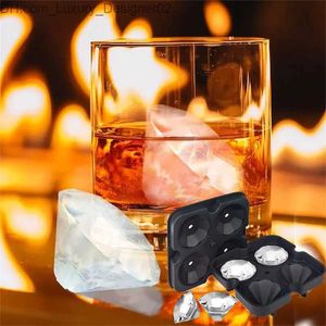 Glassverktyg Återanvändbar diamant Ice Cube Mold Silicone Whisky Ice Cube Tray For Bar Accessory Cooling Cocktail Brick Square Mold Q240425