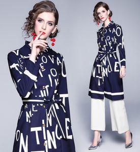 2020 Women039s Designer Trench Coats Runway Beauty Letters Print Ladies Outwear Coats Plus Size Long Sleeve Trench Office ELEGA2665840