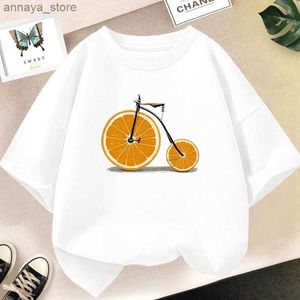 T-shirts Fashion Fun Fruit graphic t shirts for Kids Creative t shirt Girls Cartoon Pineapple /Watermelon Printed Short Sleeve TopsL2404