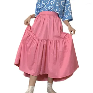 Skirts 2024 Women Korean Autumn Spring Maxi Summer Cotton Linen Long Red Blue Purple Pink Yellow Vintage Clothes