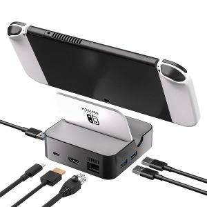 Şarj Cihazları TV Docking İstasyonu Switch Nintendo Anahtarı OLED Anahtar Dock Şarj Adaptörü USB C RJ45 4K HDMICompatible HD Video Dönüştürücü