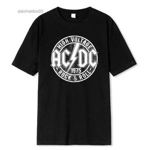 Мужские футболки AC Высокое напряжение 1975 DC Black Hot Sale Summer Men Men Cotton футболка короткие рукава Cool Hip Hop Streetwear Hipster Corea Style Teesl2404