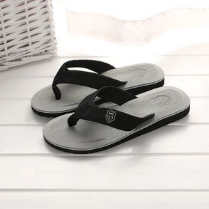 Casual tofflor för män Flip Flops Beach Sandals Summer Nonslip Flat Slides Inomhus House Shoes Male Slipper Man Y240412