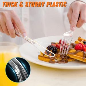 Forks 360 Count Plastic Silver Ware Heavy Duty 120 Spoons Knives Heat Resistant & BPA Free Disposable SilverWare