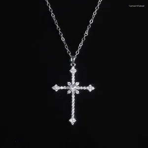 Pendant Necklaces 1pcs Imitation White Gold-color Necklace Ladies Cold Wind Full Of Diamonds Star Mango Shining Cross Jewelry