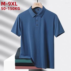 Erkek Polos Erkekler Polo Gömlek Kısa Kollu Yaz Serin İnce Büyük Boy 5xl 6xl 7xl 8xl Artı Boyut T 2024 Nefes Alabilir Gevşek Moda Yumuşak