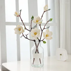Dekorativa blommor konstgjorda sidenblomma bukett simulering magnolia växter för hem vardagsrum dekoration bröllop falska pografi rekvisita