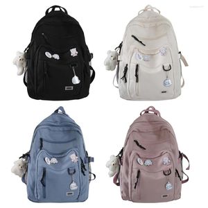 Ryggsäck enkla nylon ryggsäckar multi-pocket casual college stor kapacitet estetisk justerbar rem för gymnasiet