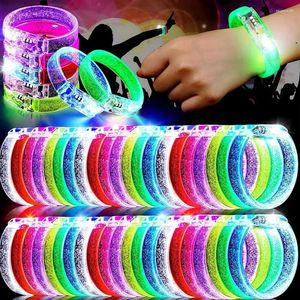 Decoração de festa 20/10/30/40/50 PCs LED LIGHT UP BRACELES BRACHES GLOW PULHAS