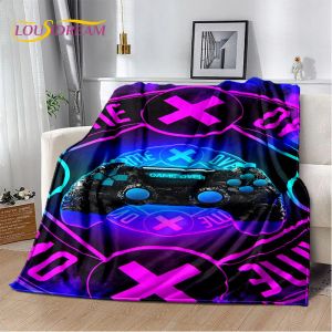 Giocatori cartone animato gamepad gioco gamepad su una coperta morbida morbida, coperta per lancio di coperte di flanella per letti da letto del soggiorno divano picnic