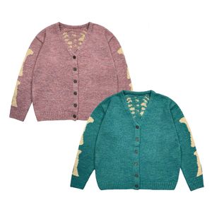 Malestri maschili pullover vintage con scollo a V Vintage Stampato di cardigan Skeleton Magion Cardigan sciolto