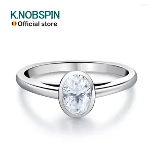 Cluster Rings KNOBSPIN D VVS1 Oval Moissanite Ring Original 925 Sterling Silver Plated 18k Gold With GRA Certificates Wedding For Women
