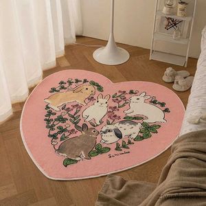 Carpets Kawaii Bedroom Carpet Cartoon Rabbit Rugs for Living Room Child Baby Bedroom Playmat Non Slip Round Floor Mats Room Decor Tapis