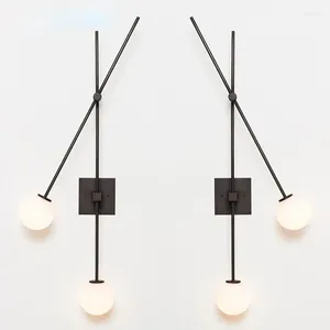 Wall Lamp Nordic Minimalist Lights Foyer Bedroom Coffee Shop Stairs Office Gold Black White Glass Pendant G9 Bulb