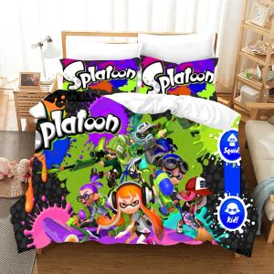 sets 3D Print Anime Game Splatoon Bedding Set Duvet Cover Bed Set Quilt Cover Pillowcase Comforter king Queen Size Boys Adult