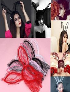 Cosplay Face Eye Lace Veil Mask pannband Rabbin Bunny Long Ear Hairband Halloween Christmas Party Fancy Dress Ball Masquerade Prop9938441