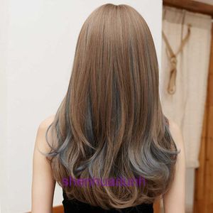 Designer high-quality wigs hair for women Wig womens long fashion highlights gradient big wave cover comfortable and natural shoulder length