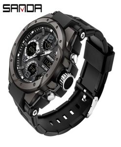 Sanda Sport Watches Mens 2021 Marka Askeri Su Geçirmez Şok geçirmez İzle Çift Ekran Otomatik Tarih Erkek Dijital Bilek Swatches Reloj9215214