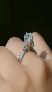 Luxo Crown Incluste CZ Diamante 14kt Branco branco noivado anel Anel de dedo de dedo Promise de dedo para mulheres5712946