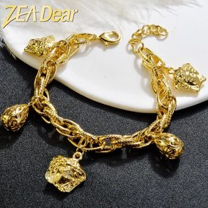 Bracelets de charme Zeadear Jóias Dubai Gold Link Chain Chain Hip Hop Charms Bracelet for Women Wedding Party Gifts Diário