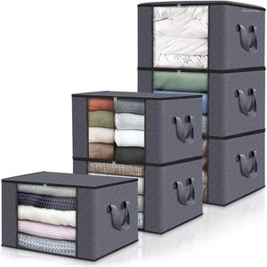 Storage Bags Big 6 Pack Closet Organizers And Clothes Foldable Bins With Reinforced Handles