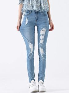 Jeans femminili donne rippe skinny allungamento a metà vita pantaloni sexy pantaloni in jeans pantaloni modalità elastico elastico slim e-match casual streetwear