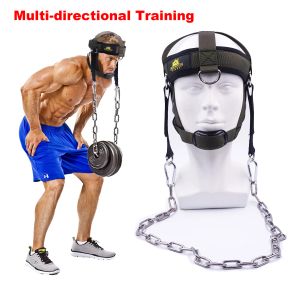 Lifting Multifunction Training Head Neck Harness for Weight Lifting Workout Strength Powerlifting with Adjustable Strap Chin Pad Green