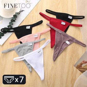 Бруки трусики Finetoo 7pcs/Set Cotton Thongs Женщины Сексуальные T-спины трудные трусы Удобное g-string нижнее белье M-xl Girls мягкие трусики нижнее белье 2022 Y240425