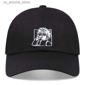 Ball Caps Killua Zoldyck Baseball Hat Snapshots Womens Embroidered Anime Hunter X Hunter Dad Hat Cotton Cartoon Outdoor Sun Hat Q240425