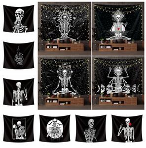 Skull tapestry Euramerican fashion polyester wall hanging Hallowmas decor printed tablecloth yoga mat beach towel party bar backdr2330785