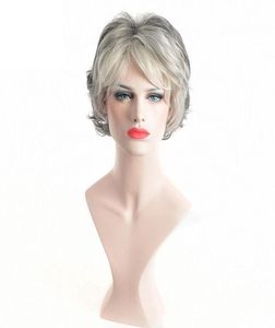 Short Curly Synthetic Wigs for Elder Women American African Afro Hair White Grey Wig Heat Resistant85068309434991
