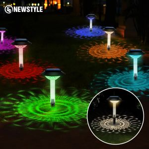 LED Solar Pathway Lights Bright Outdoor Waterproof RGB Color Garden Landscape Light Yard Walkway Decor Driveway WarmWhite 240425