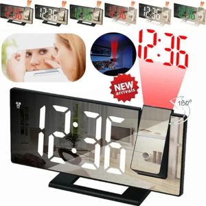 Часы светодиодные цифровые будильники зеркальный поверхность электронные стойные часы с проекционной температурой температура часы спальня спальня
