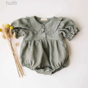 Rompers Summer Intant Baby Girl Supuit Linen Cotton Girl Girl One-Pece Playuit D240425