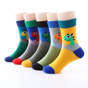 Leggings Neue 5 Paare Kindersocken Frühling Herbst Baumwoll Cartoon Dinosaurier Boy Socken 315 Jahre Mädchen Socken