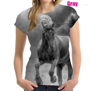 Męskie koszule 2024 Horse 3D Printing Ladies Casual Shirt Cute Tops T-shirt