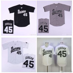 Kob herr Birmingham Barons Jersey Michael Jor Dan Rookie 45 White Grey Black Stitched Baseball Jersey Top Quality 1