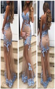 ILLURY Long Prom Dresses 2019 Sexy Sweetheart Blue Appliques Sleeveless Evening Wear Robe De Soiree Chic Party Gowns9385385