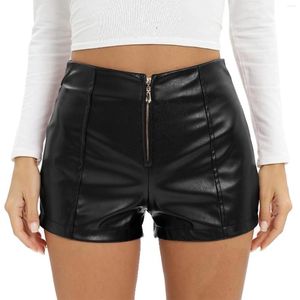 Frauen Höschen Schwarze Sex Frauen lässig hohe Taille PU Leder Shorts Clubwear Fashion Reißverschluss Hosen Musikfestival Tanz Performance Kostüme