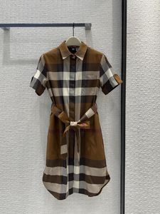 Milan Runway Kleid 2024 neuer Frühlings Sommer-Lampenhals Kurzschlärm Fashion Designer Kleider Marke Gleiches Kleid 0425-16