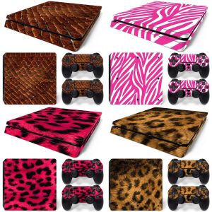 Stickers for ps4 slim skin Pattern Series Decals Skin Vinyl Sticker for PS4 Slim Console & Controller Leopard