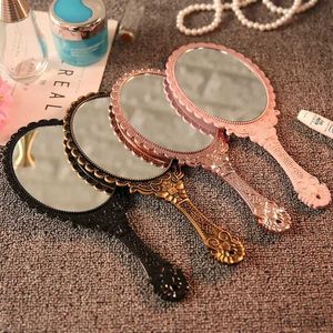 Mirrors 1Pcs Silver Vintage Mirror Ladies Floral Repousse Oval Round Makeup Hand Hold Mirror Princess Lady Makeup Beauty Dresser Gift