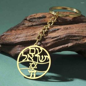 Keychains My Shape Star of David Chai Symbol Pendant Keychain Hebrew Blessing Charms Key Ring Holder rostfritt stål Judiska smycken Amulet