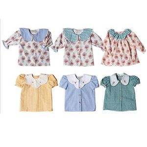 Çocuk Gömlekleri 1-6yrs Kızlar Çiçek Bluz Sonbahar Tam Su Lily Baskı Pisti Yarım Kısa Uzun boylu Kılı