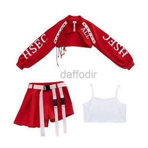 Stage Wear Sexy DS Costume Female Hip Hop Clothes Nightclub Red DJ Costume Bar Women Gogo Dance Costumi da palo Dance Abbigliamento per bambini D240425