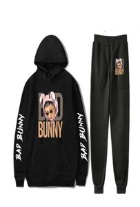 Piosenkarka Bad Bunny Casual Tracksuit Men Sets Hoodie i Spodnie Dwuczęściowy zestaw z kapturem Bluza Sportswear Male Suit Ubranie 1694866