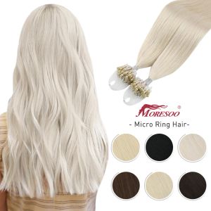 Wigs Wigs Moresoo Micro Loop Hair Microlinks Machine Remy Brazilian 1G/1S 50g Blonde Balayage 100% Real Human Hair Straight