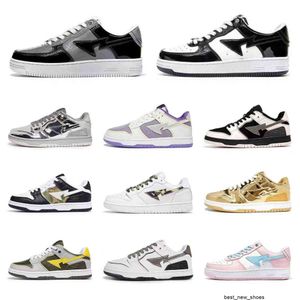 Дизайнер высшего качества STA SK8 Shoes Women Mens Casual Low Flat Trainers Color Camo Combo Pink Green Black White Patent Leather Platform Sneakers S06 S3 S5