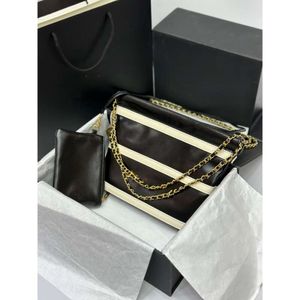 Designer Leder Handtasche Kanalchen 24 Frühlings-/Sommer -Fake -Serie Mini Streifen Müllsack Schulter -Crossbody -Ketten -Ledertasche